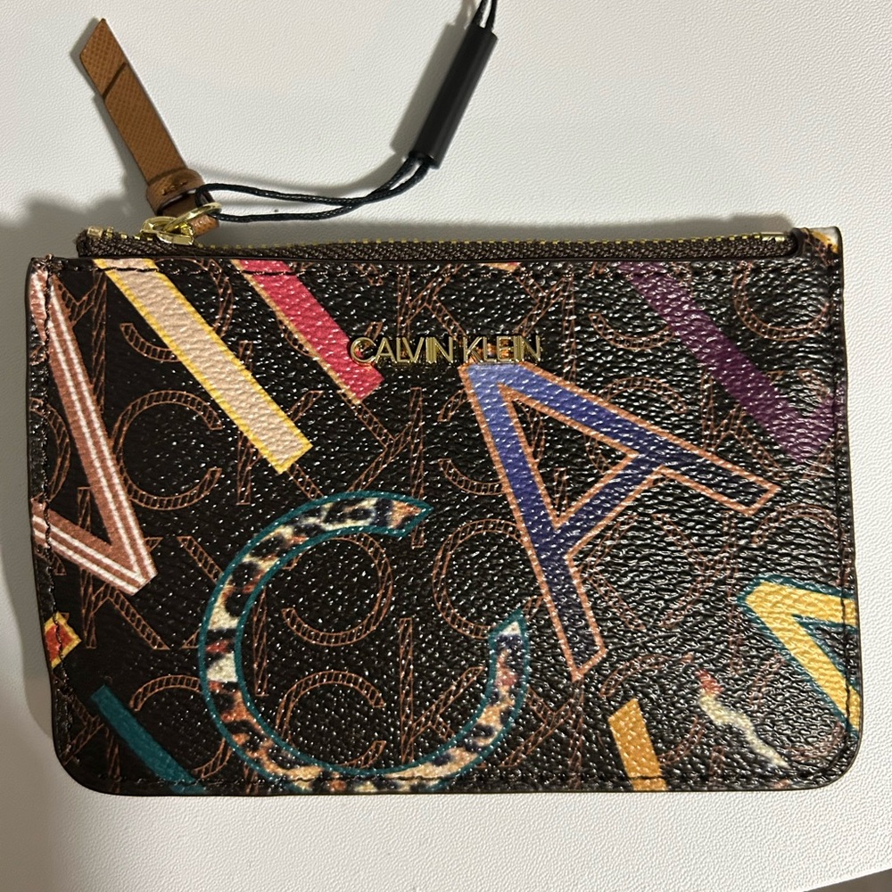 Calvin Klein card case Brown with multicolored Monogram print